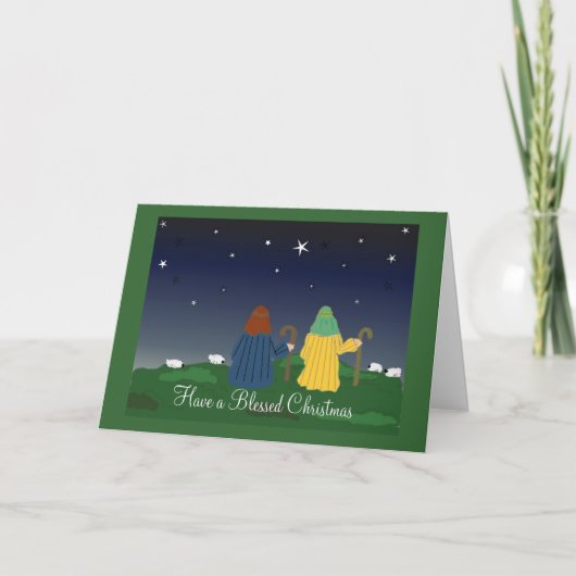 羊飼いが夜に羊の群れを見ている シーズンカード (正面)