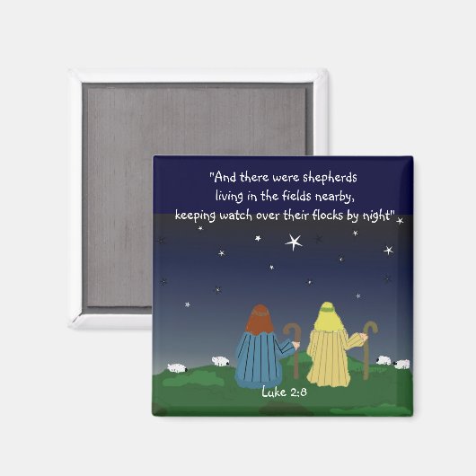 羊飼いが羊の群れを見ている マグネット (正面/裏面)