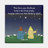 羊飼いが羊の群れを見ている マグネット (正面)