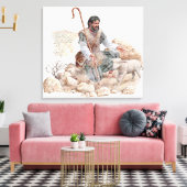 羊飼いが羊を見つけるイラストレーション失った。 キャンバスプリント (インサイチュ (リビング))