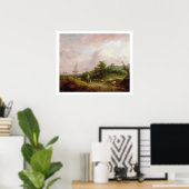 羊飼いと彼の群れを持つ沿岸の風景, c ポスター (ホームオフィス)