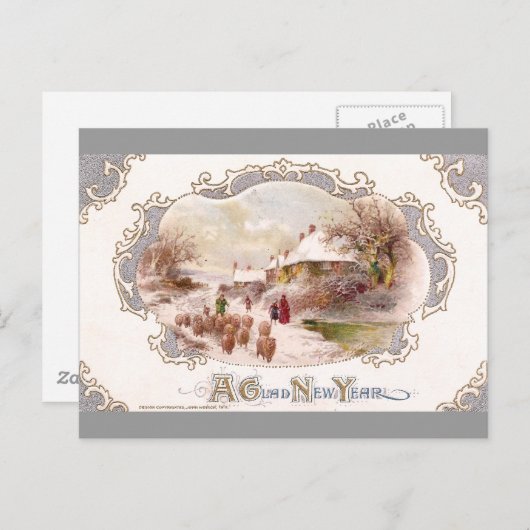 羊飼いと羊たちのお正月 シーズンポストカード (正面/裏面)