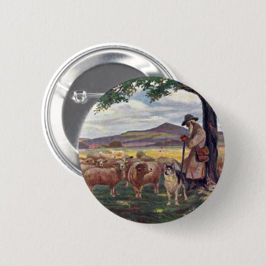 羊飼いと羊のヴィンテージ 缶バッジ (正面&裏面)