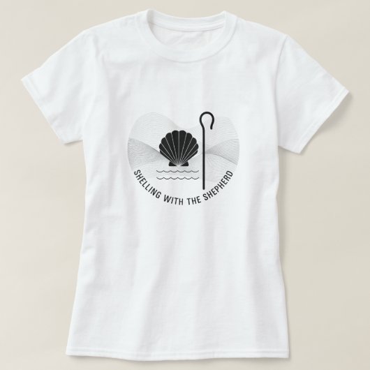 羊飼いと貝殻拾い - 女性の信仰とビーチ Tシャツ (デザイン正面)