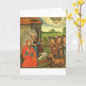 羊飼いのウクライナ人アイコンの崇敬 カード (黄色い花)