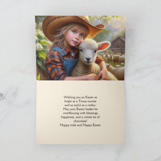 羊飼いの少女と子羊 イースター ウェスタンホリデーカード シーズンカード (内部)