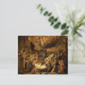 羊飼いの崇拝ファインアートクリスマス シーズンポストカード (スタンド正面)