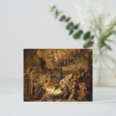 羊飼いの崇拝ファインアートクリスマス シーズンポストカード (スタンド正面)