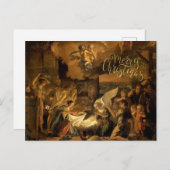 羊飼いの崇拝ファインアートクリスマス シーズンポストカード (正面/裏面)