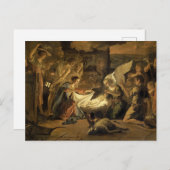 羊飼いの崇拝ファインアートクリスマス シーズンポストカード (正面/裏面)