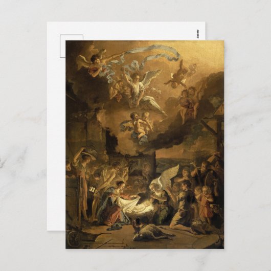 羊飼いの崇拝ファインアートクリスマス シーズンポストカード (正面/裏面)