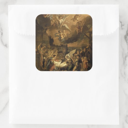 羊飼いの崇拝ファインアートクリスマス スクエアシール (バッグ)