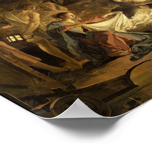 羊飼いの崇拝ファインアートクリスマス ポスター (角)