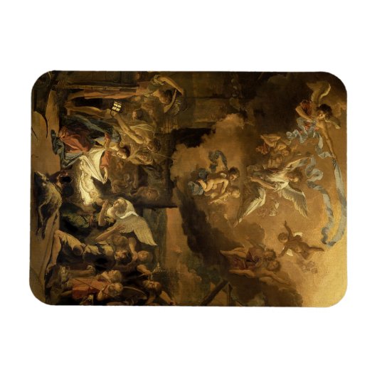 羊飼いの崇拝ファインアートクリスマス マグネット (横)