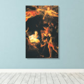 羊飼いの崇拝 キャンバスプリント (インサイチュ (ウッドフロア))