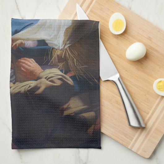 羊飼いの崇拝 – ホントスト – クリスマス キッチンタオル (四つ折り)