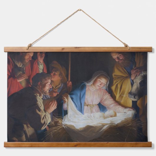 羊飼いの崇拝 – ホントスト – クリスマス 吊り下げ型タペストリー (正面)