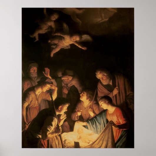 羊飼いの崇拝， 1617 (キャンバス上の油) ポスター (正面)