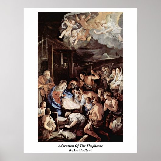 羊飼いの崇拝Guido Reni ポスター (正面)