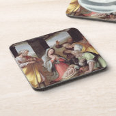 羊飼いの崇敬、c.1500 (鍋のテンペラ コースター (左側)