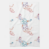 羊飼いの犬のシルエット キッチンタオル (縦)