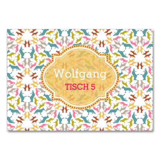 羊飼いの犬のシルエット テーブルナンバー (正面)