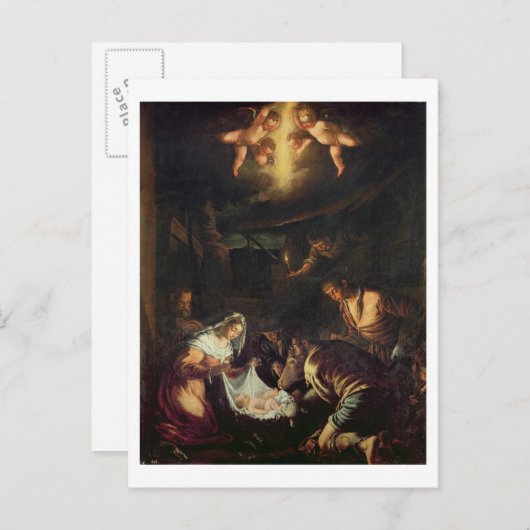 羊飼いの礼拝 (キャンバス上に油彩) ポストカード (正面/裏面)