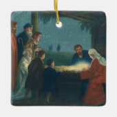 『羊飼いの礼拝』ヴィンテージ宗教絵画 セラミックオーナメント (正面)