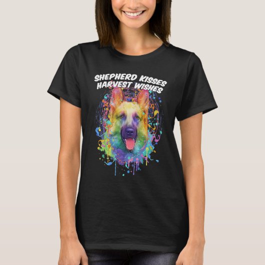 羊飼いキス収穫希望ドイツの羊飼いアニ Tシャツ (正面)