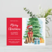 羊飼い安価なクリスマスサンタハットツリーカード カード (スタンド正面)