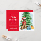 羊飼い安価なクリスマスサンタハットツリーカード カード (正面/裏面インサイチュ)