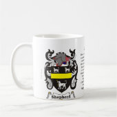 羊飼い家族の紋章付き外衣 コーヒーマグカップ (左)