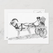 羊飼い犬と花を持つヤギのカート ポストカード (正面/裏面)