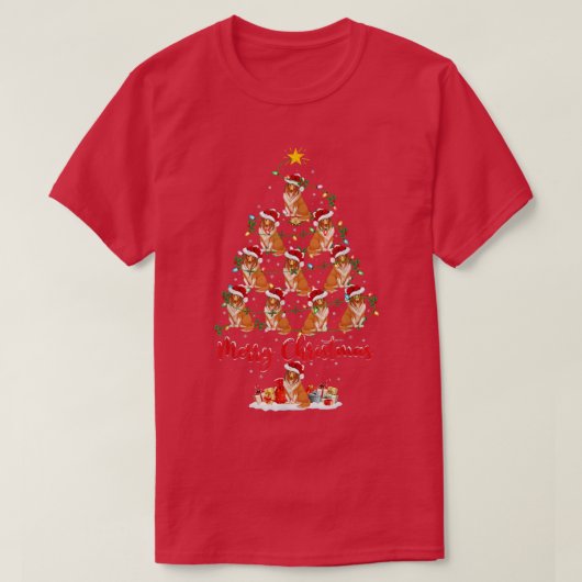 羊飼い犬ラバー クリスマス マッチング サンタ 羊飼い犬 クリス Tシャツ (デザイン正面)