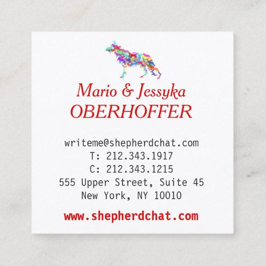 羊飼い犬 スクエア名刺 (裏面)