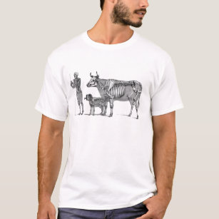 羊飼い-骨組ウシおよびヤギ Tシャツ