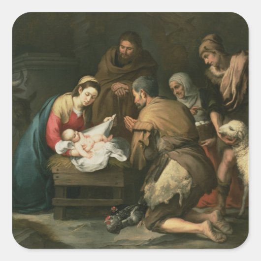 羊飼い、c.1650の崇敬 スクエアシール (正面)