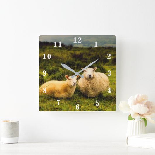 羊 スクエア壁時計 (ホーム)