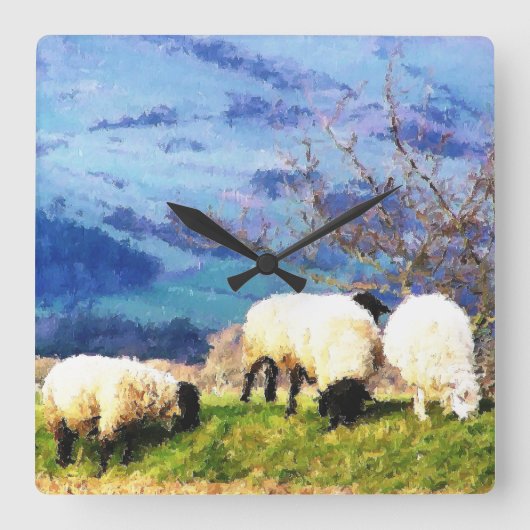 羊 スクエア壁時計 (正面)