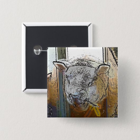 羊 缶バッジ (正面&裏面)