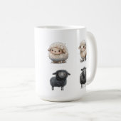 羊、羊、幸せ コーヒーマグカップ (正面右)
