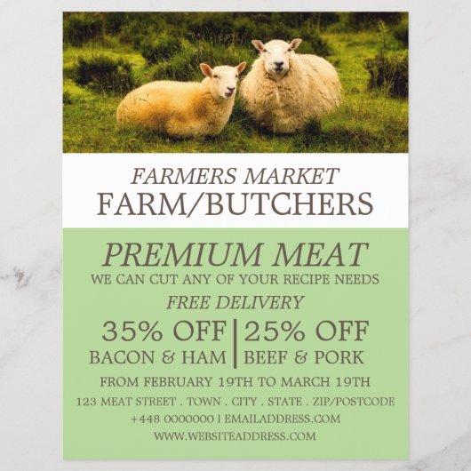 羊、農家＆肉屋の広告 チラシ (正面)