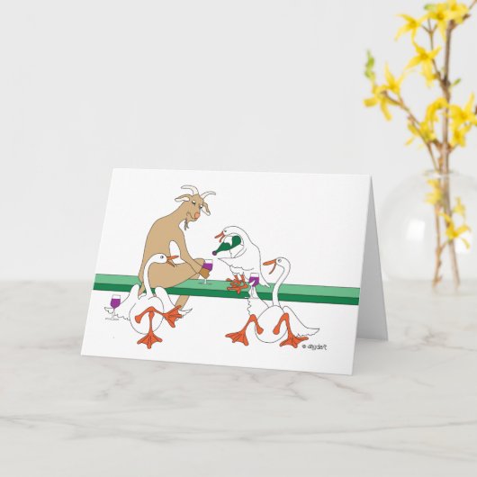 羊、鴨、ワイン カード (黄色い花)