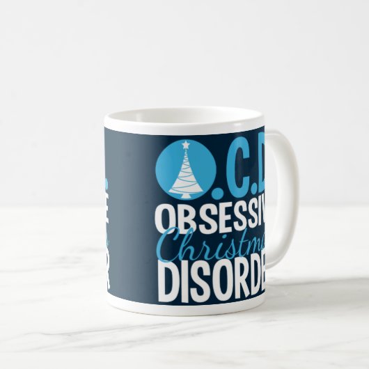 美おもしろいしい青いクリスマスツリー コーヒーマグカップ (正面右)