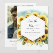 美お洒落しいヒマワリ結婚の セーブザデート (正面/裏面)