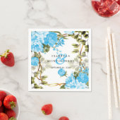 美かわいらししいベビーブルー結婚フローラ スタンダードカクテルナプキン (インサイチュ)