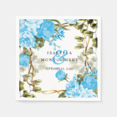 美かわいらししいベビーブルー結婚フローラ スタンダードカクテルナプキン (正面)