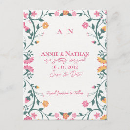 美かわいらししい黄色のピンクのフローラフレ結婚ーム 案内ポストカード