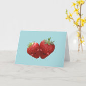 美しいいちごのカップルの挨拶状 カード (黄色い花)