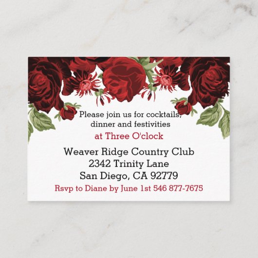 美しいえんじ色の花柄-披露宴 エンクロージャーカード (裏面)